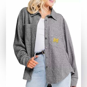 Gameday Couture Michigan Wolverines XL gray Button down Switch it Up Shacket